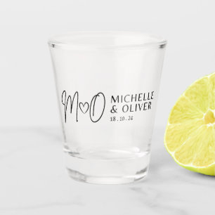 M+O wedding day Shot Glass