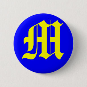 M - OLD ENGLISH 6 CM ROUND BADGE