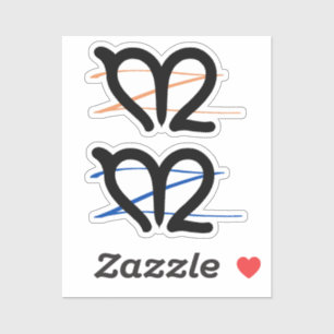 m-over-z stickers, blue and orange z (2 per sheet)