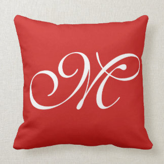 M Red Initial Pillow