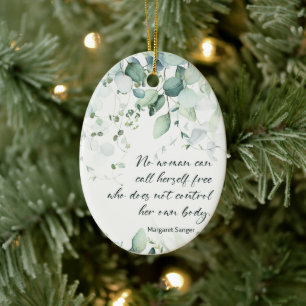 M. Sanger's Quote Woman's Right to Body Autonomy Ceramic Tree Decoration