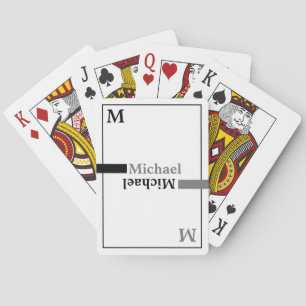 M simple clean white playing cards with name