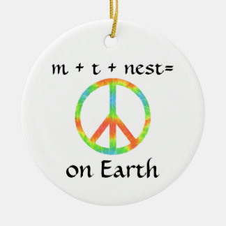 m + t + nes t = Peace on Earth Ceramic Tree Decoration