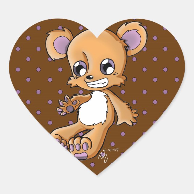 M. Teddy Heart Sticker (Front)