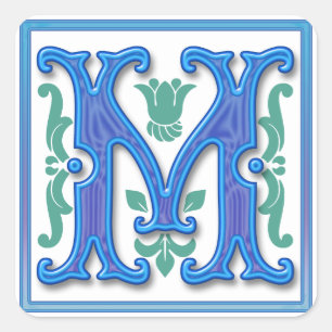 M - Vintage Letter M Square Sticker