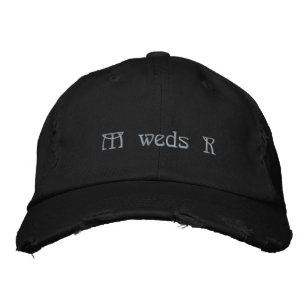 M Weds R Elegant Black Wedding Celebration Style Embroidered Hat