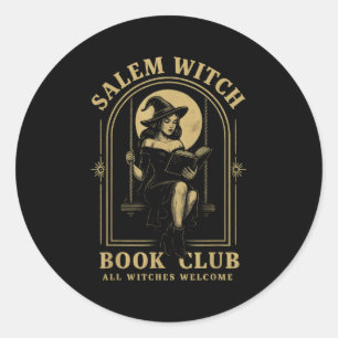 M Witch Book Club Bookish Halloween Full Moon Read Classic Round Sticker