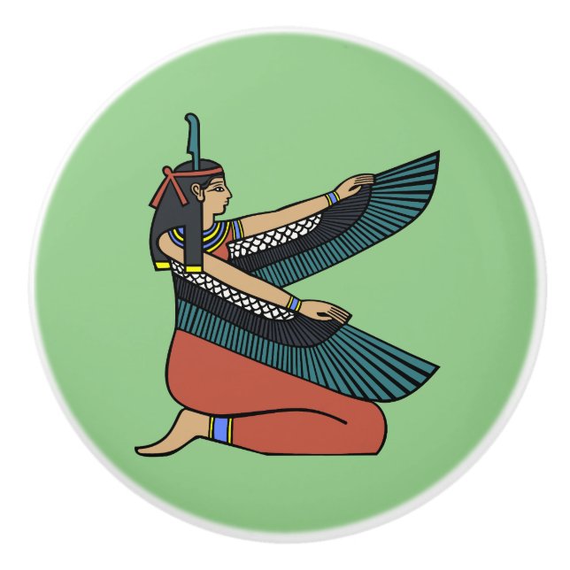 Ma’at (Egyptian Goddess) Ceramic Knob (Front)