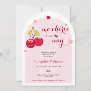 Ma Cherie Cherry Pink Coquette Girl Baby Shower Invitation