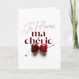Ma Cherie French Romance Red Cherry Pink Hearts Card