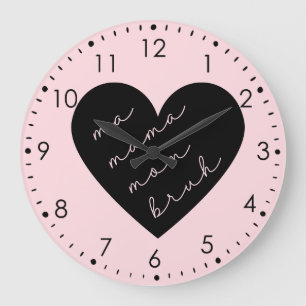 Ma Mama Mum Bruh Pink Large Clock