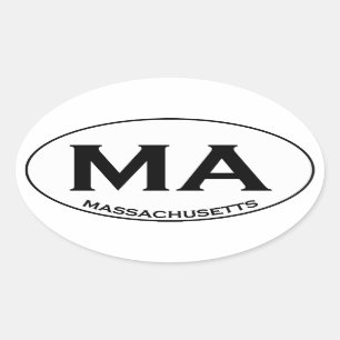 MA - Massachusetts USA Oval Logo Oval Sticker