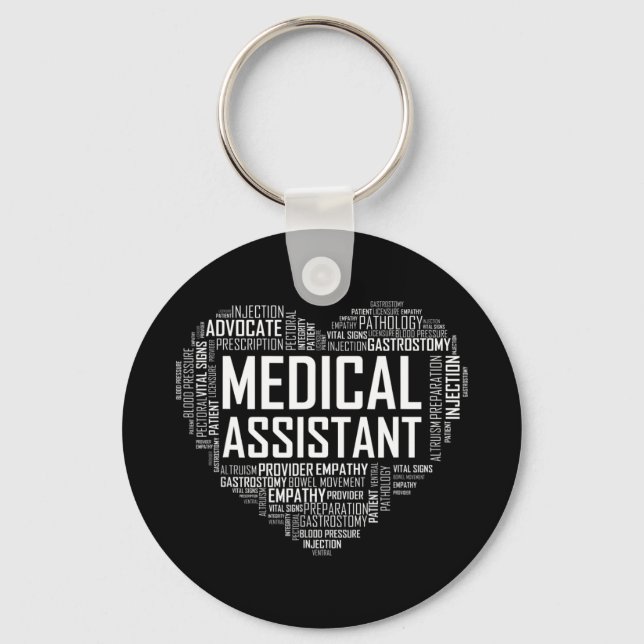 MA Medical Assistant Heart Love T Shirt Gift Clini Key Ring (Front)