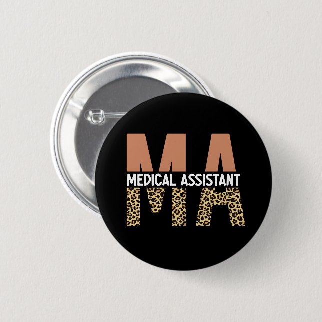MA Medical Assistant Leopard Print 6 Cm Round Badge (Front & Back)