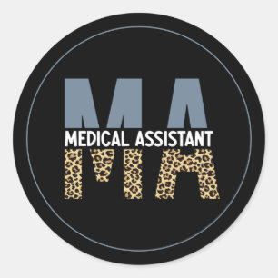 MA Medical Assistant Leopard Print Classic Round Sticker