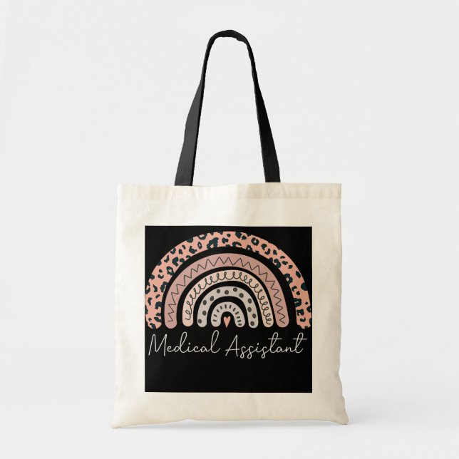 MA Medical Assistant Leopard Rainbow Clinical Tote Bag (Front)