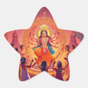 Maa Durga – The Heart of Dussehra Celebrations Star Sticker
