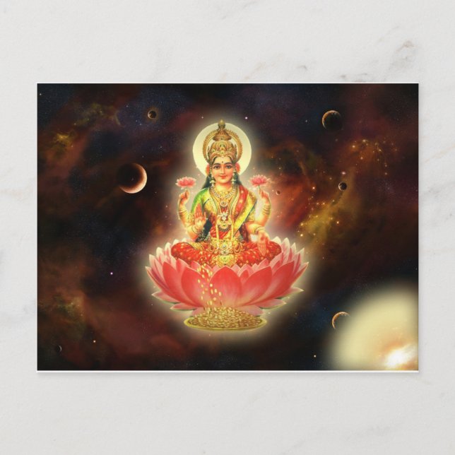 MAA MAHALAXMI DEVI INDIAN GODDESS OF WEALTH/ FORTU POSTCARD (Front)