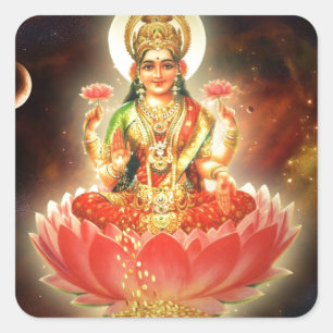 MAA MAHALAXMI DEVI INDIAN GODDESS OF WEALTH/ FORTU SQUARE STICKER