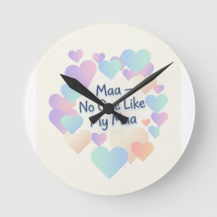 Maa No One Like My Maa - Pastel Heart wall clock