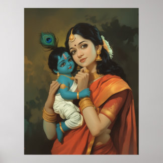 Maa Yashoda and Little Krishna Poster