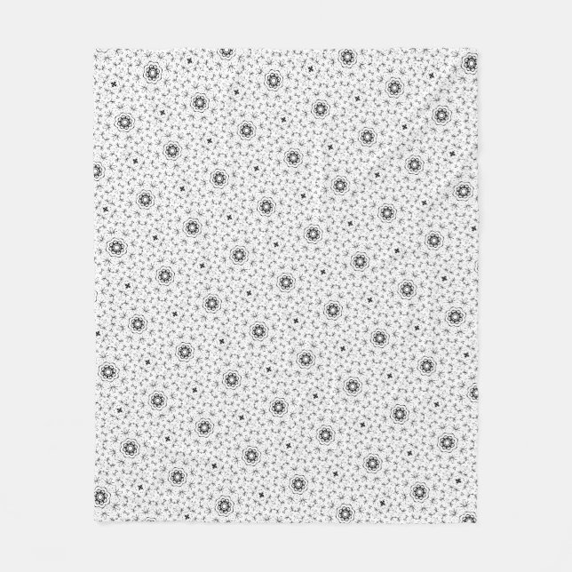 Maacah001 B&W abstract doodle Fleece Blanket (Front)