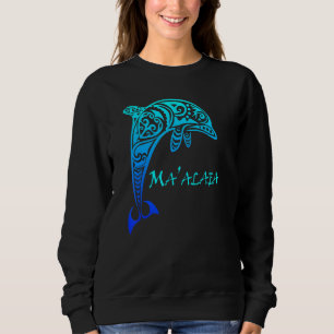 Maalaea Maui Hawaii Vintage Retro Tribal Dolphin V Sweatshirt