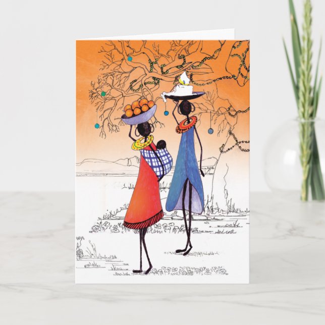 Maasai Man & Woman Holiday Card (Front)