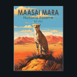 Maasai Mara National Reserve Cheetah Travel Art Postcard<br><div class="desc">Maasai Mara vector artwork design. Maasai Mara National Reserve is an area of preserved savannah wilderness in southwestern Kenya,  along the Tanzanian border. Its animals include lions,  cheetahs,  elephants,  zebras and hippos.</div>