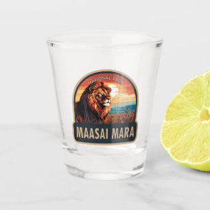Maasai Mara National Reserve Lion Travel Art Shot Glass
