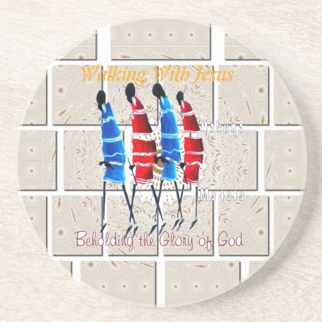 Maasai Morans Christian Art Print Coaster (Front)