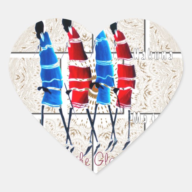 Maasai Morans Christian Art Print Heart Sticker (Front)
