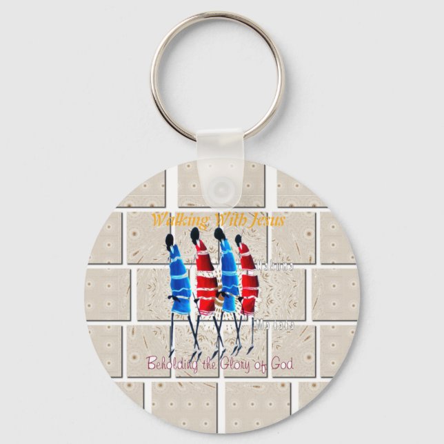 Maasai Morans Christian Art Print Key Ring (Front)