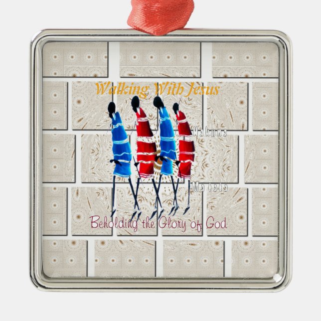 Maasai Morans Christian Art Print Metal Tree Decoration (Front)