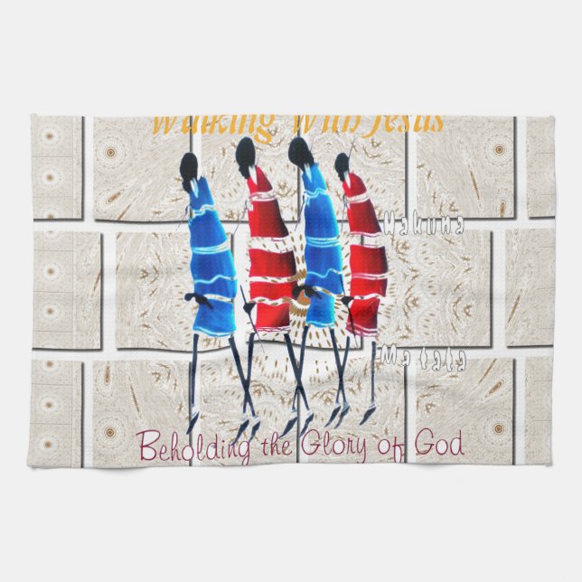 Maasai Morans Christian Art Print Tea Towel (Horizontal)