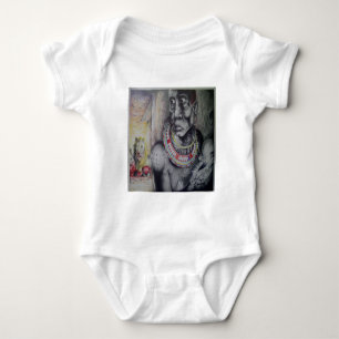 Maasai Mother & Child with Lion Art Print/Graphic Baby Bodysuit