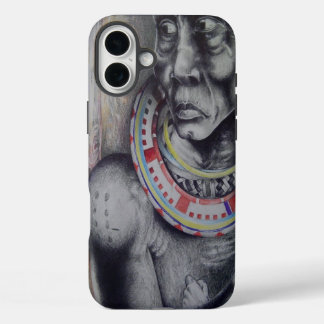 Maasai Mother & Child with Lion Art Print/Graphic iPhone 16 Plus Case