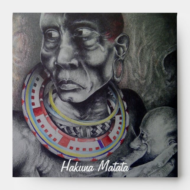 Maasai Mother & Child with Lion Art Print/Graphic Envelopes (Front)