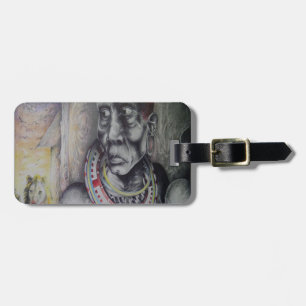 Maasai Mother & Child with Lion Art Print/Graphic Luggage Tag