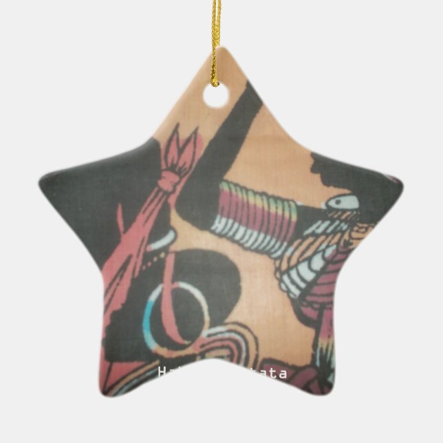 Maasai Tradition and Culture Pattern Art Design Ceramic Tree Decoration (Front)