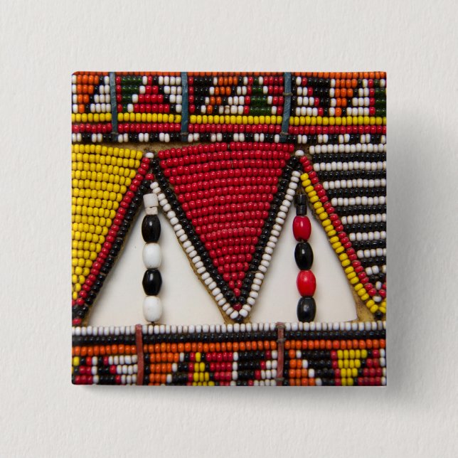 Maasai Tribal Beadwork 15 Cm Square Badge (Front)