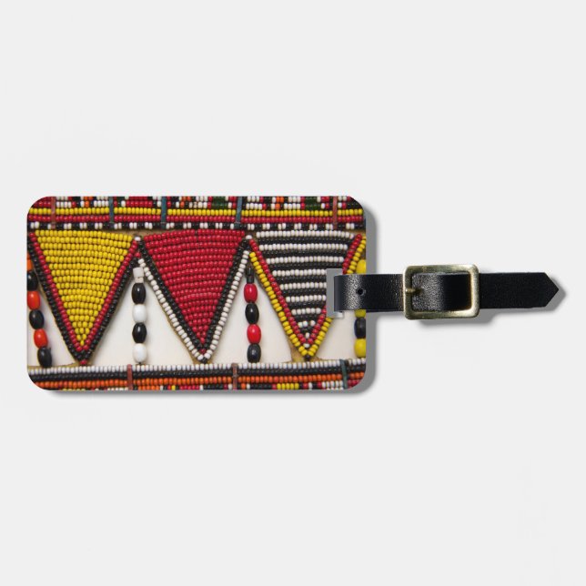 Maasai Tribal Beadwork Luggage Tag (Front Horizontal)