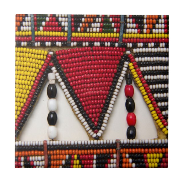 Maasai Tribal Beadwork Tile (Front)