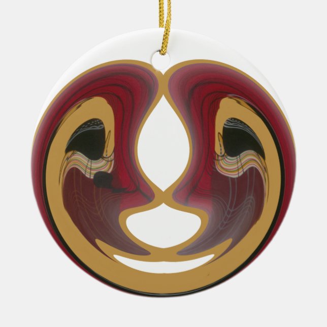 Maasai Tribal Whirl Art Print Ceramic Tree Decoration (Front)