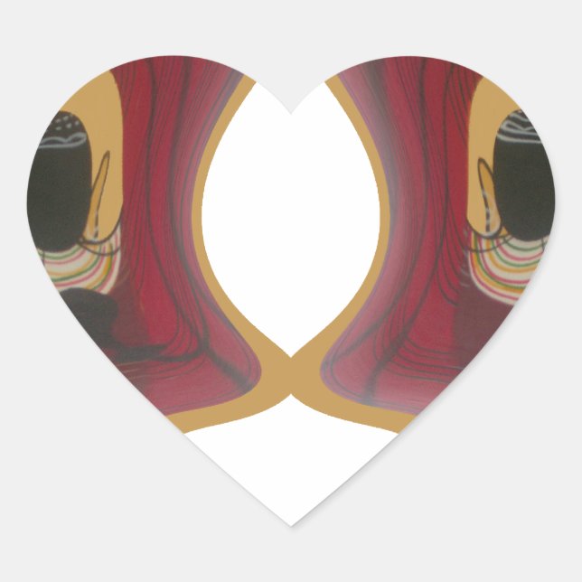 Maasai Tribal Whirl Art Print Heart Sticker (Front)