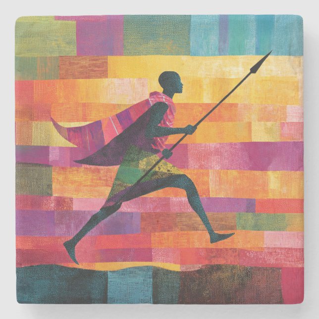 Maasai Warrior's Journey Stone Coaster (Front)