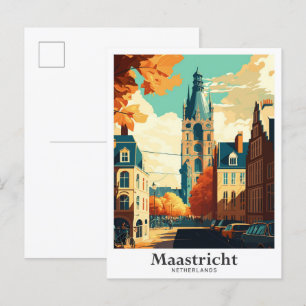 Maastricht Netherlands Vintage Travel Illustration Postcard