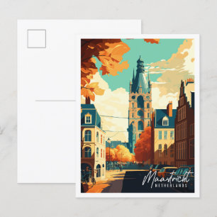 Maastricht Netherlands vintage travel illustration Postcard