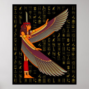 Ma'at Golden Hieroglyphs On Black Poster