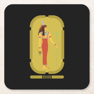 Maat On Gold Cartouche Square Paper Coaster